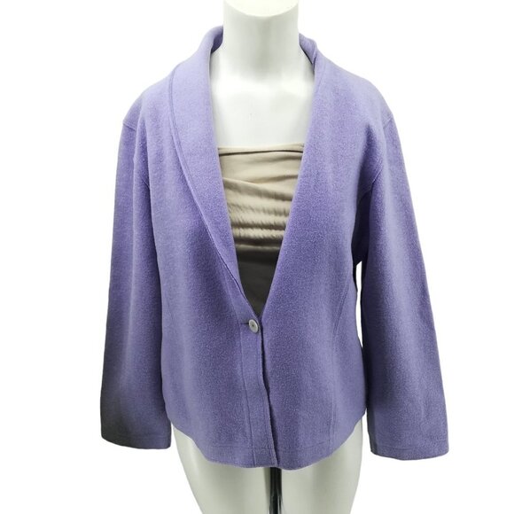 Eileen Fisher Purple One Button Wool Unstructured Blazer Jacket Size S Lavender - Picture 1 of 12